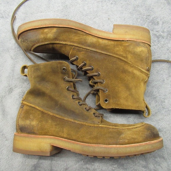 FRYE Rainer Boots Mens 8.5D Tan Suede Lace Ankle Lug Sole Heavy Rugged Work Moc - Picture 6 of 14